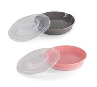 Twistshake Lot de 2 assiettes pour bébé | Assiette de sevrage sans BPA | Apprentissage pour enfants de 6 mois et plus | Essentiels du nouveau-né | Gris rose