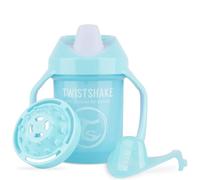 Twistshake Mini Cup - Gobelet Anti-Déversement 230 ml avec Bec Souple et Mélangeur de Fruits - Tasse de Sevrage Anti-Fuite pour Bébé - Sans BPA - Bleu