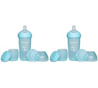 Twistshake Pro Double Biberon Anti-colique avec Récipient à lait en Poudre et Mélangeur - 330 ml | Mamelon en Silicone à Débit Rapide | Sans BPA | Convient aux Bébés à Partir de 4 Mois | Bleu