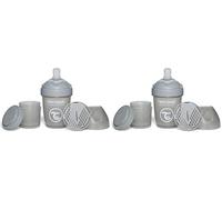 Twistshake Pro Double Biberon Anti-Coliques avec Récipient à Lait en Poudre - 180 ml | Mamelon en Silicone à Débit Lent | Biberon de Lait pour Bébé sans BPA | Convient aux Nouveau-Nés (0+) | Gris