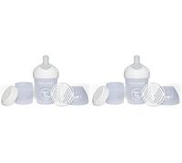Twistshake Pro Double Biberon Anti-Coliques avec Récipient à Lait en Poudre - 180 ml | Mamelon en Silicone à Débit Lent | Biberon de Lait pour Bébé sans BPA | Convient aux Nouveau-Nés (0+) | Blanc