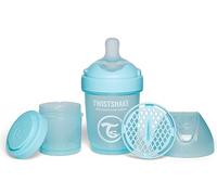 Twistshake Pro Double Biberon Anti-Coliques avec Récipient à Lait en Poudre - 180 ml | Mamelon en Silicone à Débit Lent | Biberon de Lait pour Bébé sans BPA | Convient aux Nouveau-Nés (0+) | Bleu