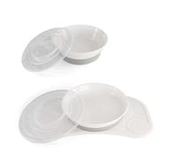 Twistshake Baby Tableware Set Mini + Bowl | Baby Suction Plate + Baby Placemat (31x17cm) + Bowl | BPA-Free | Food Training Plate | White