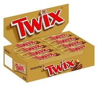 TWIX, Barres chocolat au lait avec biscuit nappage caramel - 1 Boite de 32 barres individuelles de 50g (L'emballage peut varier)