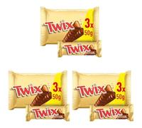 TWIX - Barres chocolat au lait, caramel et biscuits - 3 sachets de 50g - 150g (Lot de 3)