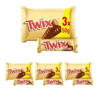 TWIX - Barres chocolat au lait, caramel et biscuits - 3 sachets de 50g - 150g (Lot de 4)