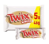 TWIX - Barres chocolat blanc, caramel et biscuits - 5 sachets de 46g - 230g