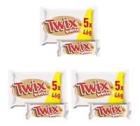 TWIX - Barres chocolat blanc, caramel et biscuits - 5 sachets de 46g - 230g (Lot de 3)