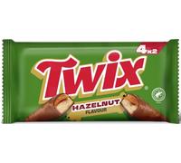 TWIX Barres de Chocolat, Noisettes et Caramel - 4 Sachets x 46g | Barres chocolatées au caramel doux et biscuit croustillant, format pratique pour le bureau, les sorties ou à partager