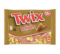 TWIX - Mini Barres Chocolatées Caramel | Savoureux mélange de chocolat et caramel | Idéal pour les pauses gourmandes | le sachet de 15 minis barres | LOT DE 3