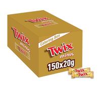 Twix Minis Barres de biscuits au caramel et chocolat au lait, boîte de chocolat en vrac, 150 x 20 g, 3 kg