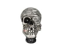 Twixral levier de vitesse Pommeau de levier de pour vitesse universel pour voiture, style tête de crâne, levier de pour vitesse manuel automatique avec adaptateur de manchon(Argent)