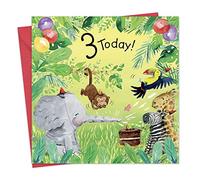 Twizler 3ème anniversaire pour garçon ou fille Animaux de la jungle - Carte d'anniversaire 3 ans - Carte d'anniversaire enfant - Carte d'anniversaire fille - Carte d'anniversaire garçon