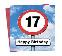 Twizler Carte d’anniversaire, 17 ans, pour adolescent, Panneau de circulation - 17 ans.