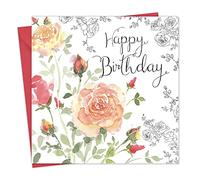 Twizler Carte d’anniversaire pour fille avec feuillages argentés, effet aquarelle et fleuri unique - Carte d’anniversaire pour fille