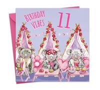 Twizler Carte d'anniversaire 11 ans pour filles - Pour soirée pyjama
