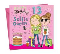 Twizler Carte d'anniversaire 13 ans pour filles - Selfie - Carte d'anniversaire pour fille de 13 ans - Carte d'anniversaire pour petite-fille, adolescente