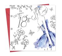 Twizler Carte d'anniversaire 18 ans pour elle avec finition en cristal Swarovski et effet aquarelle unique - Carte d'anniversaire pour femme - Carte d'anniversaire pour 18 ans