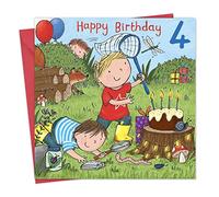 Twizler Carte d'anniversaire 4 ans pour garçon avec plaisir en plein air - Carte d'anniversaire 4- Carte d'anniversaire pour garçon ans - Carte de 4 ans