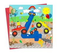 Twizler Carte d'anniversaire 4 ans pour garçons - Monster Trucks - Carte d'anniversaire pour enfants de 4 ans