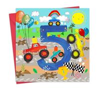 Twizler Carte d'anniversaire 5 ans pour garçons - Monster Trucks - Carte d'anniversaire 5 ans - Carte d'anniversaire pour garçon - Carte d'anniversaire pour fils de 5 ans - Carte d'anniversaire pour
