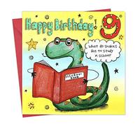 Twizler Carte d'anniversaire 9 ans - Carte d'anniversaire amusante pour enfants de 9 ans - Carte d'anniversaire pour garçons ou filles - Carte d'anniversaire pour enfants de 9 ans