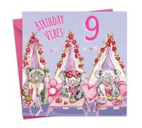 Twizler Carte d'anniversaire 9 ans pour filles - Pour soirée pyjama