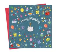 Twizler Carte d'anniversaire chat et cadeau en un avec breloque chat détachable - Carte d'anniversaire pour femme, maman, sœur, fille, épouse, partenaire, amie, tante, nièce