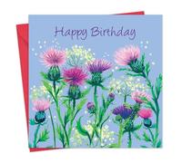 Twizler Carte d'anniversaire pour femme - Chardon écossais - Carte d'anniversaire florale écossaise pour elle