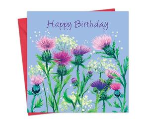 Twizler Carte d'anniversaire pour femme - Chardon écossais - Carte d'anniversaire florale écossaise pour elle