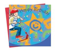 Twizler Carte d'anniversaire pour garçon avec trottinette - Carte d'anniversaire pour garçon - Carte d'anniversaire pour garçon - Carte d'anniversaire sportive