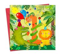 Twizler Carte d'anniversaire pour garçons - Animaux de la jungle - Carte de premier anniversaire - Carte d'anniversaire pour garçon - Carte d'anniversaire pour petit-fils de 1 an - Carte