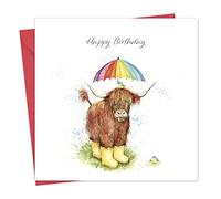 Twizler Carte d'anniversaire Vache Highland - Carte d'anniversaire pour homme ou femme - Carte d'anniversaire pour elle ou lui - Carte unisexe