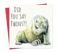 Twizler Carte de félicitations pour nouveau-né jumeaux - Ours polaire - Carte amusante pour nouveau-né garçon ou fille