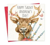Twizler Carte de fête de la St Andrew - Cerf écossais - Carte humoristique pour la fête de Saint Andrews