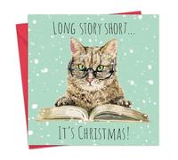 Twizler Carte de Noël amusante avec chat - Longue histoire - Carte de Noël joyeux du chat - Noël pour homme, mari, papa, fils - Noël amusant pour femme, maman, fille, amie