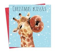 Twizler Carte de Noël amusante avec girafe et bisous - Cartes de Noël humoristiques - Carte de Noël pour femme, maman, petite amie - Carte de Noël pour homme, mari, papa, petit ami