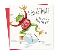Twizler Carte de Noël amusante avec pull grenouille - Cartes de Noël amusantes - Carte de Noël pour homme pour lui, mari, papa, fils - Carte de Noël pour femme, maman, fille