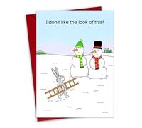 Twizler Carte de Noël amusante - Bonhomme de neige inquiet - Carte de Noël humoristique - Intérieur vierge