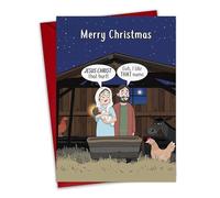 Twizler Carte de Noël amusante - Nom de Jésus - Carte humoristique Merry Christmas - Intérieur vierge