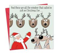 Twizler Carte de Noël amusante - Renne malade - Cartes de Noël amusantes - Cartes de Noël amusantes pour homme, mari, papa, fils - Noël pour femme, maman, fille