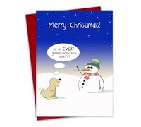 Twizler Carte de Noël humoristique - Bâton de chien - Carte de Noël humoristique - Intérieur vierge