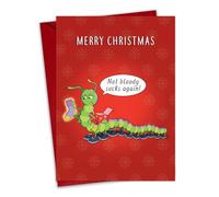 Twizler Carte de Noël humoristique - Chaussettes mille-pattes - Carte de Noël humoristique - Intérieur vierge