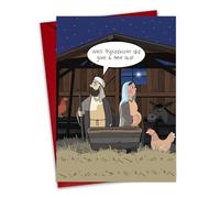 Twizler Carte de Noël humoristique - Mary & Joseph 1 étoile - Carte humoristique Merry Christmas - Intérieur vierge