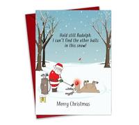 Twizler Carte de Noël humoristique - Père Noël Golf - Carte de Noël humoristique - Intérieur vierge