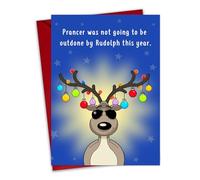 Twizler Carte de Noël humoristique - Prancer - Carte de Noël humoristique - Intérieur vierge
