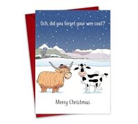 Twizler Carte de Noël humoristique - Vache des Highlands - Carte de Noël humoristique - Intérieur vierge