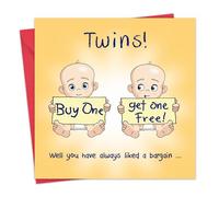 Twizler Carte humoristique pour nouveaux jumeaux - Achetez un et obtenez un gratuit - Carte humoristique pour nouveau-né - Carte de naissance jumeau