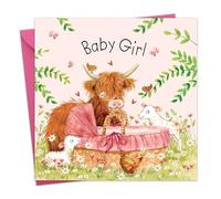 Twizler Carte pour bébé fille - Vache des Highlands - Carte de naissance pour nouveau-né - Pour future maman - Papa futur