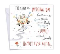 Twizler Grande carte de mariage avec l'histoire d'un mariage pour un couple spécial - Grande carte de mariage mignonne pour mariée et marié - Grande carte de félicitations de mariage